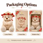 Rose Hat Cream Teddy Bear Plush — optional packaging concept; final artwork, fit and quotation require confirmation.