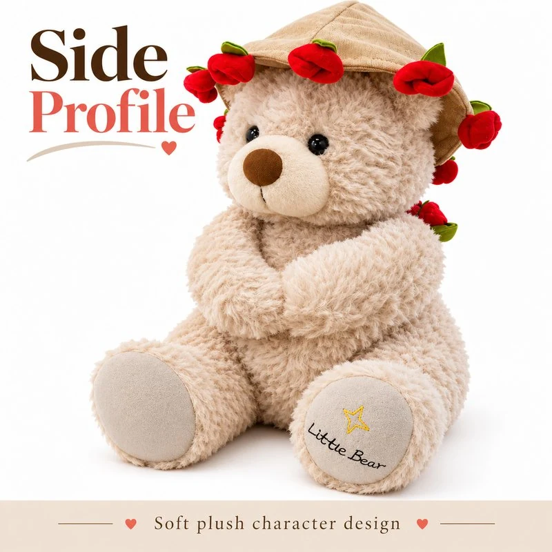 Rose Hat Cream Teddy Bear Plush — additional angle concept.