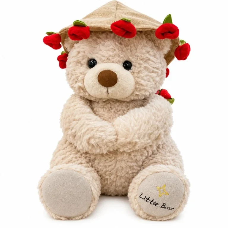Rose Hat Cream Teddy Bear Plush