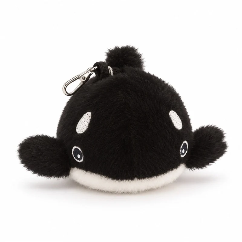 Round Black Orca Plush Keychain