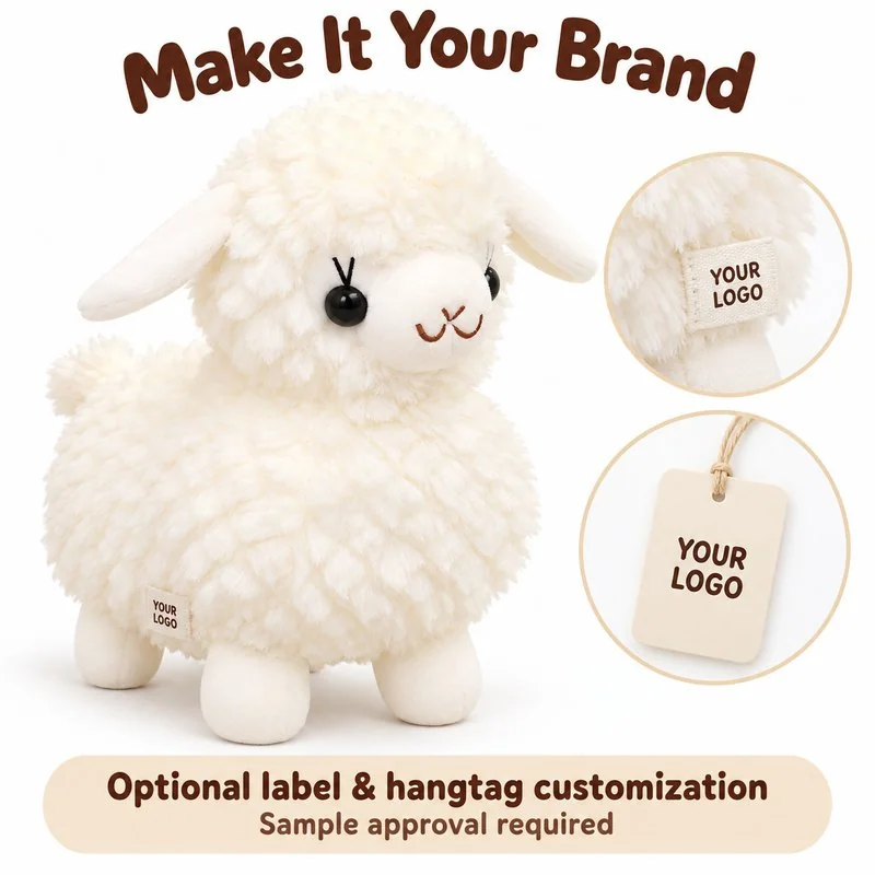 Customization concept for round fluffy lamb plush; feasibility and sample approval required.