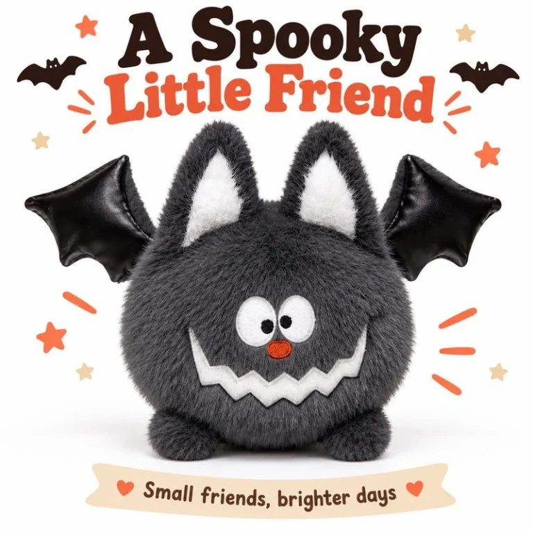Round Gray Halloween Bat Plush