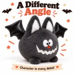Round Gray Halloween Bat Plush — additional angle concept.