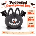 Round Gray Halloween Bat Plush — proposed size reference; dimensions require sample confirmation.