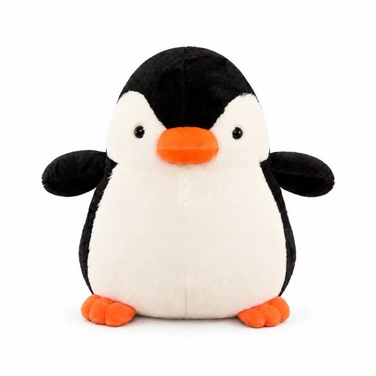 Round Black White Penguin Plush