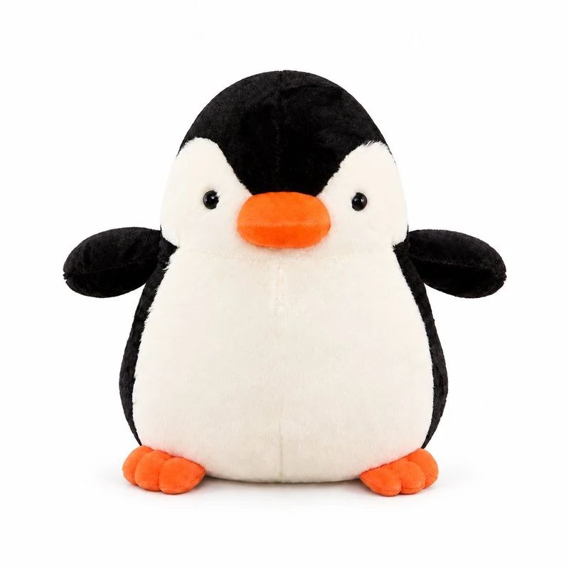 Round Black White Penguin Plush; AI concept reference, final sample and specifications to be confirmed.