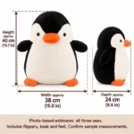 Round Black White Penguin Plush — proposed size reference; dimensions require sample confirmation.