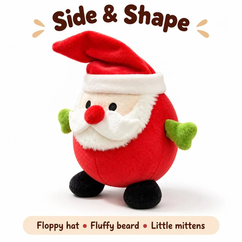 Round Red Santa Plush — additional angle concept.