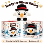 Round Top Hat Snowman Plush — optional packaging concept; final artwork, fit and quotation require confirmation.