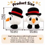 Round Top Hat Snowman Plush — proposed size reference; dimensions require sample confirmation.