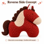 Rust Curly Texture Horse Plush Pillow — reverse construction concept.
