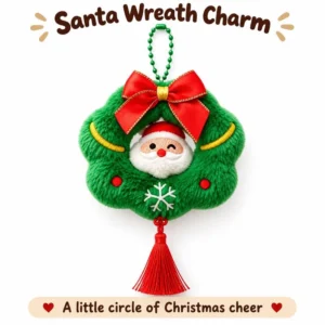Santa Wreath Plush Ornament
