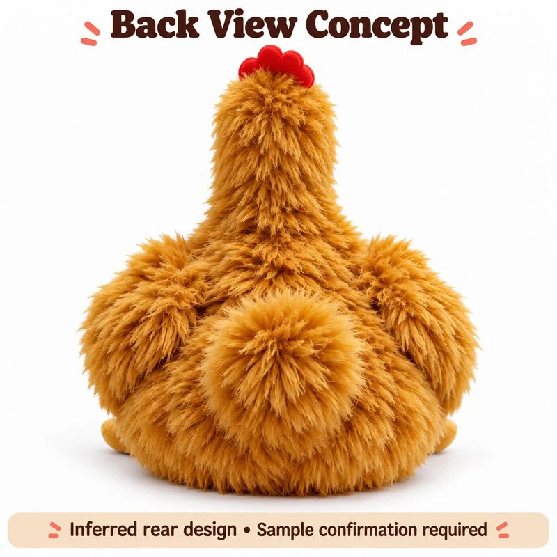 Shaggy Brown Hen Plush — back view concept