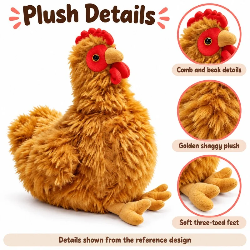Shaggy Brown Hen Plush — construction detail concept