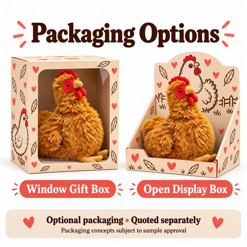 Shaggy Brown Hen Plush — packaging concept