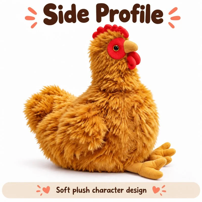 Shaggy Brown Hen Plush — side view concept