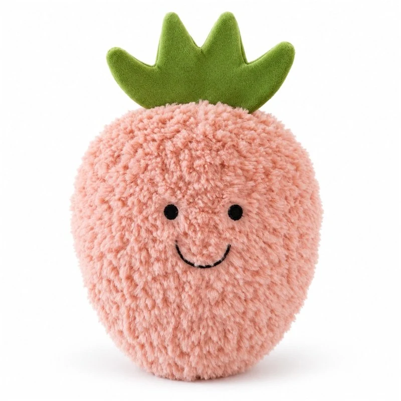 Shaggy Pink Strawberry Plush