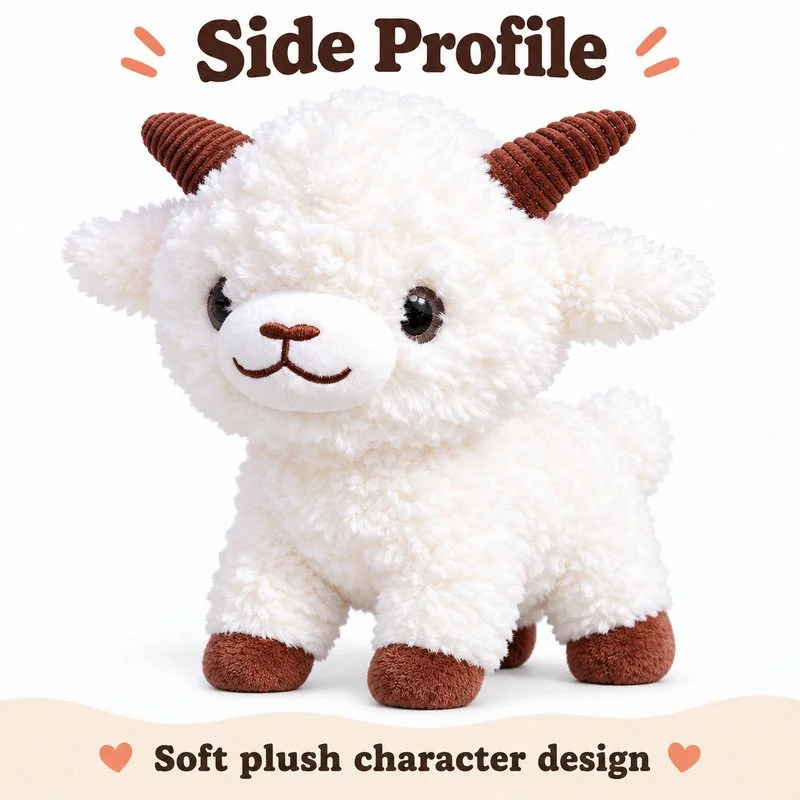 Short Leg White Goat Plush — additional angle concept.