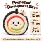 Shrimp Sushi Roll Plush Charm — proposed size reference; dimensions require sample confirmation.
