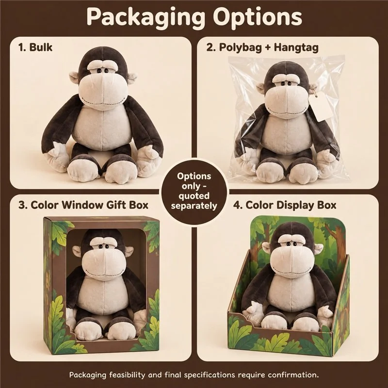 Sitting Brown Gorilla Plush — packaging concept