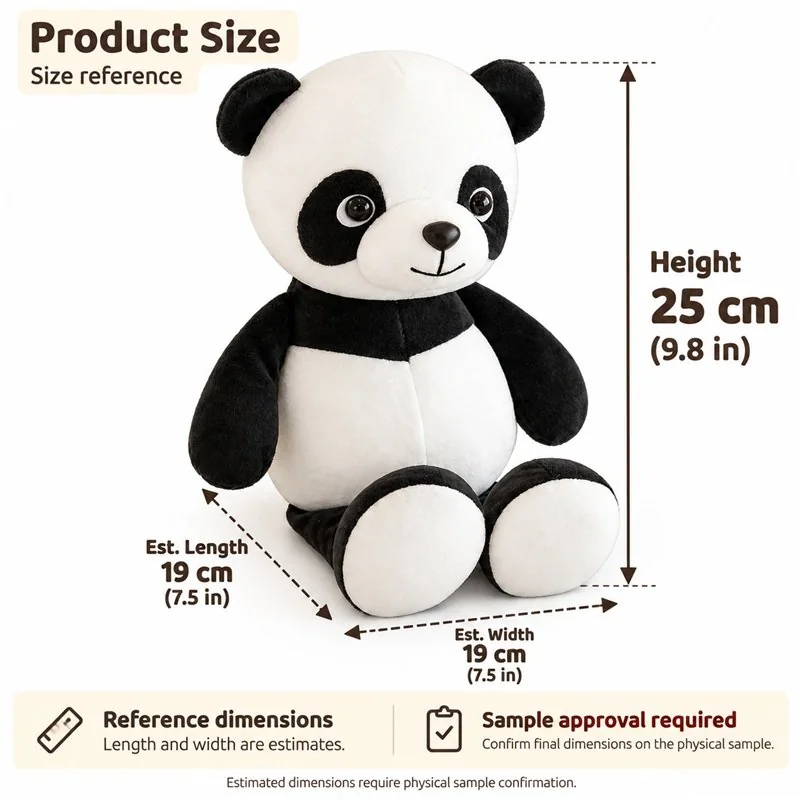 Long Arm Sitting Panda Plush — proposed size reference; dimensions require sample confirmation.
