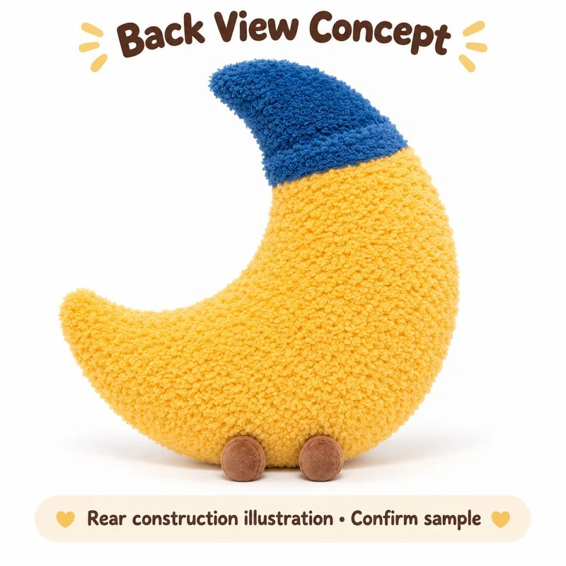 Sleepy Moon Plush Pillow — reverse construction concept.