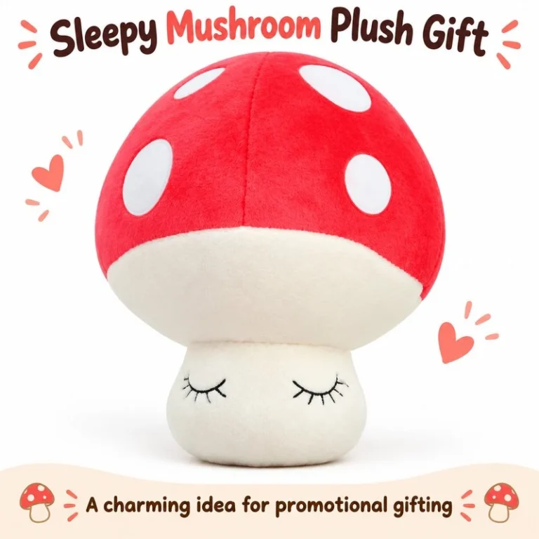 Sleepy Red Polka Dot Mushroom Plush