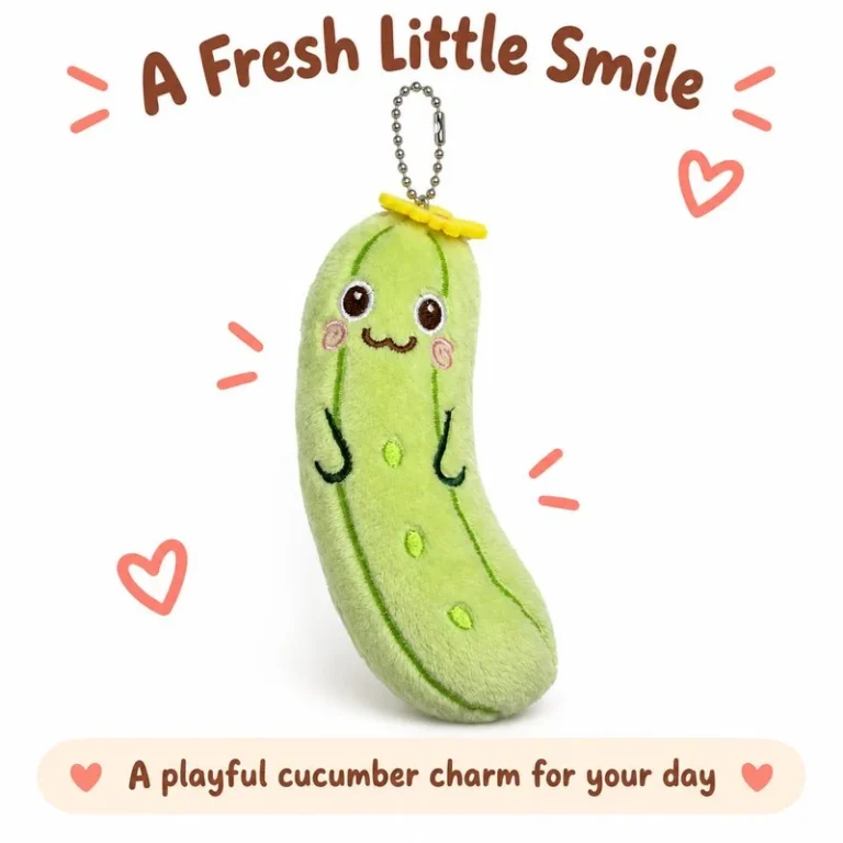 Smiling Cucumber Plush Keychain