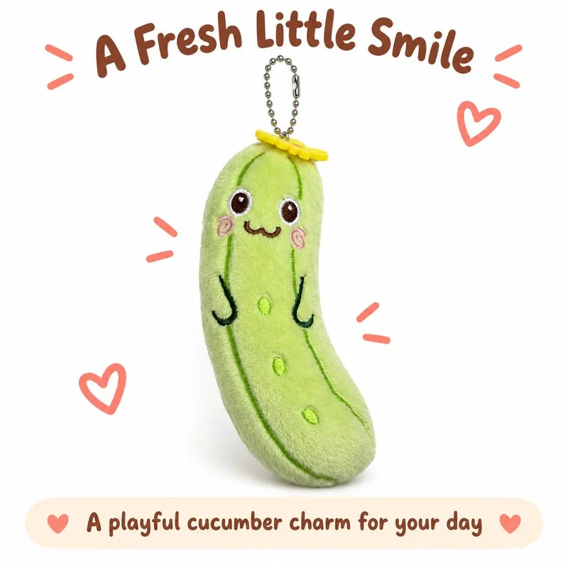 Smiling Cucumber Plush Keychain
