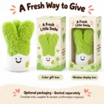 Smiling Green Scallion Plush — optional packaging concept; final artwork, fit and quotation require confirmation.