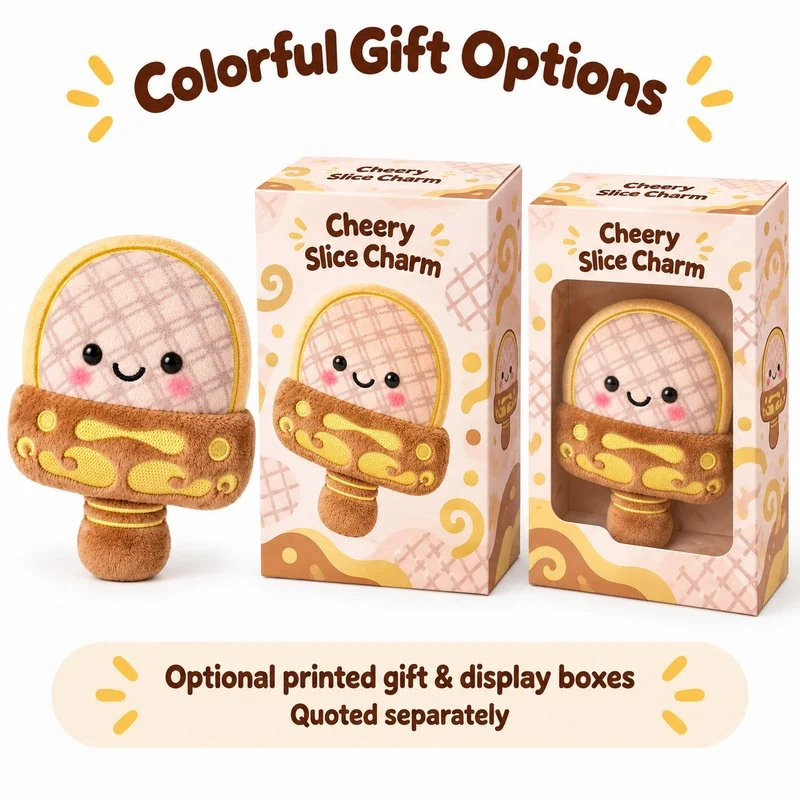Smiling Ham Slice Character Plush — optional packaging concept; final artwork, fit and quotation require confirmation.