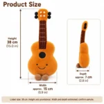 Smiling Orange Guitar Plush — proposed size reference; dimensions require sample confirmation.
