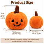 Smiling Orange Pumpkin Plush — proposed size reference; dimensions require sample confirmation.