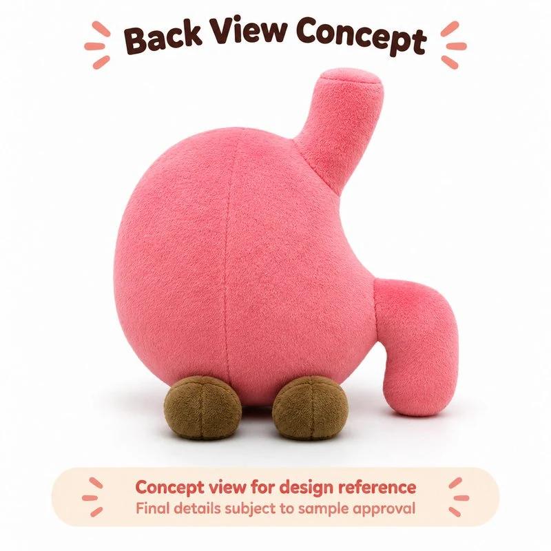 Smiling Pink Stomach Plush — reverse construction concept.