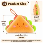 Smiling Sandwich Plush Keychain — proposed size reference; dimensions require sample confirmation.