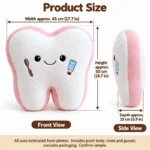 Smiling Tooth Pink Edge Plush Pillow — proposed size reference; dimensions require sample confirmation.