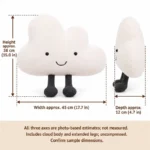 Smiling Cloud Dangling Legs Plush Pillow — proposed size reference; dimensions require sample confirmation.