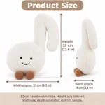Smiling White Music Note Plush — proposed size reference; dimensions require sample confirmation.