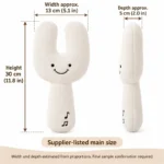Smiling White Tuning Fork Plush — proposed size reference; dimensions require sample confirmation.