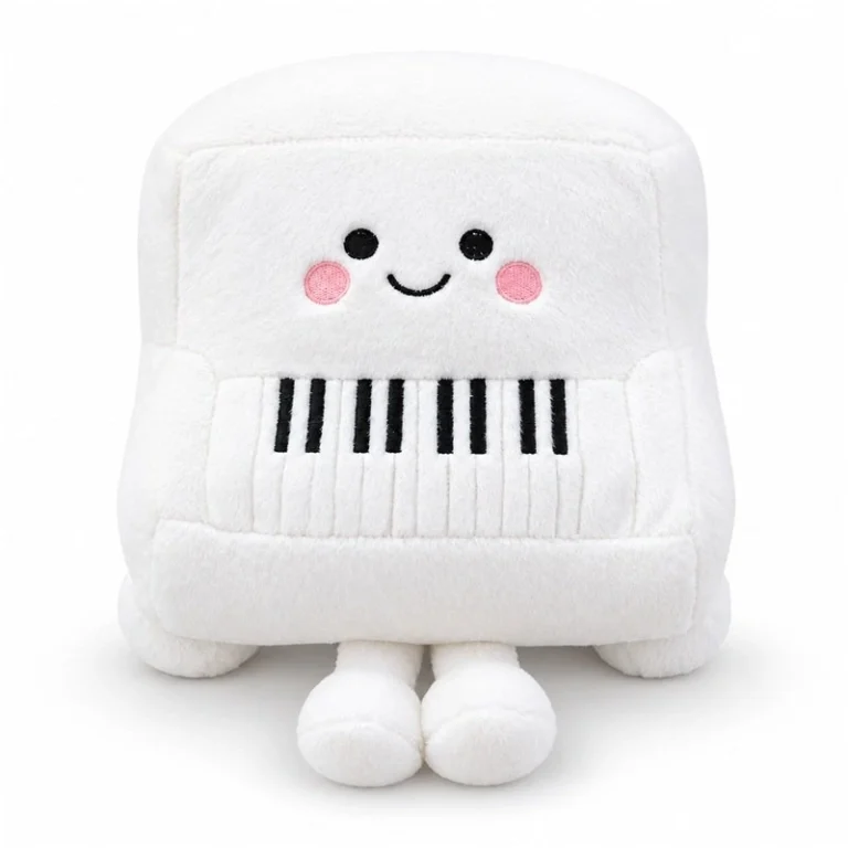 Smiling White Upright Piano Plush