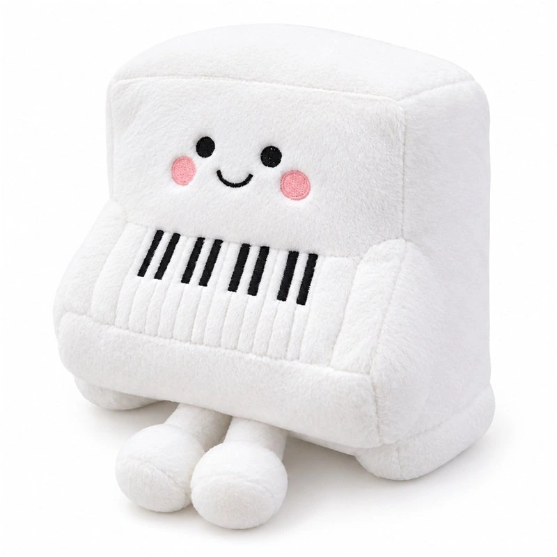 Smiling White Upright Piano Plush — additional angle concept.