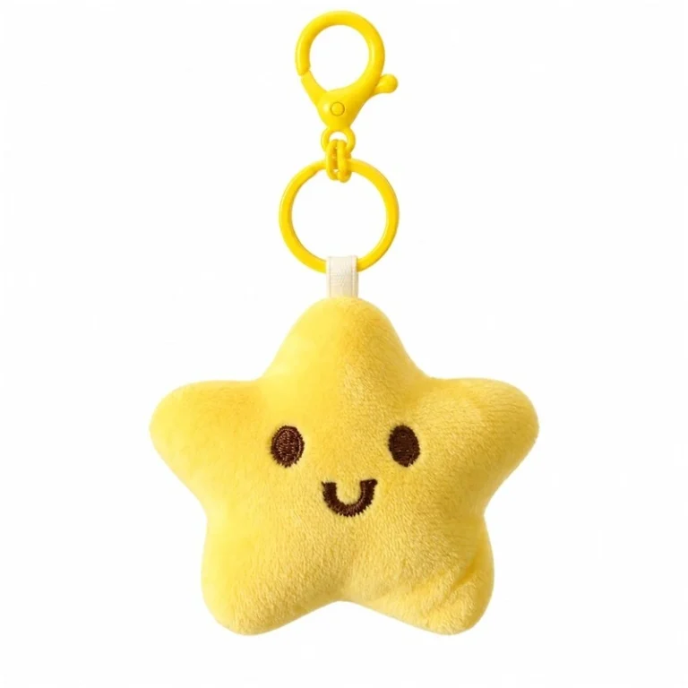 Smiling Yellow Star Plush Keychain