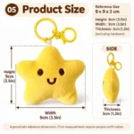 Smiling Yellow Star Plush Keychain — proposed size reference; dimensions require sample confirmation.