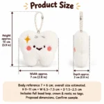 Sparkling White Tooth Plush Keychain — proposed size reference; dimensions require sample confirmation.