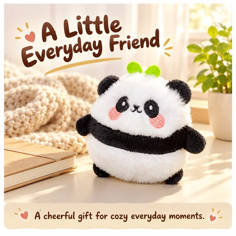 Illustrative application scene featuring sprout panda plush toy; setting is a concept.