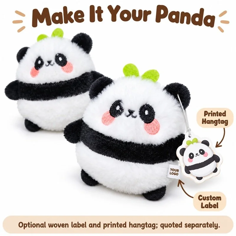Customization concept for sprout panda plush toy; feasibility and sample approval required.
