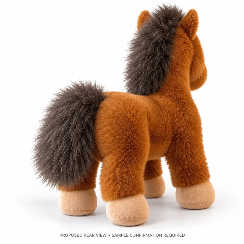 Standing Brown Horse Plush — back view concept