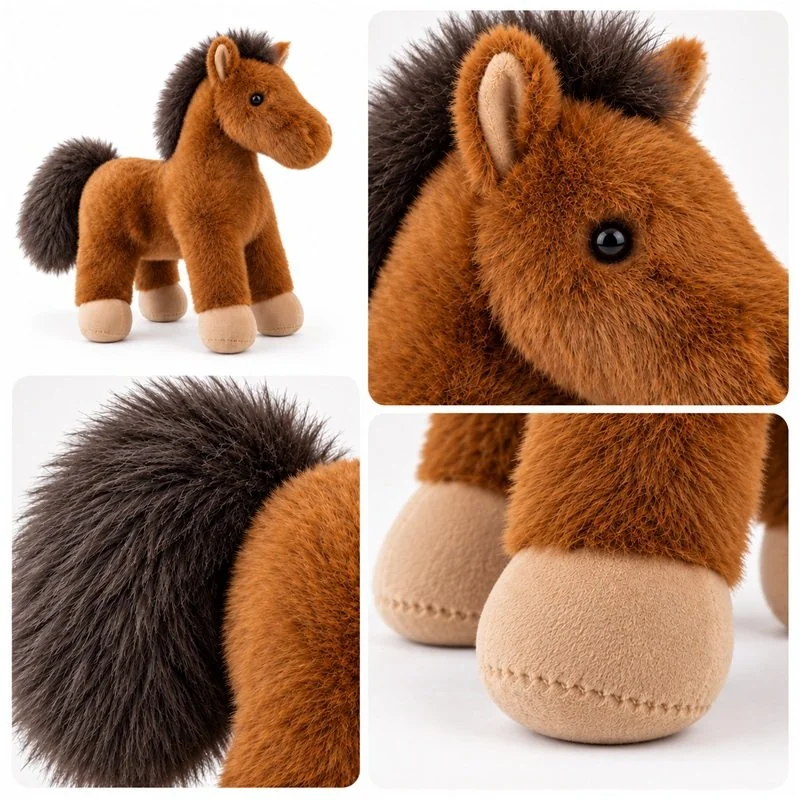 Standing Brown Horse Plush — construction detail concept
