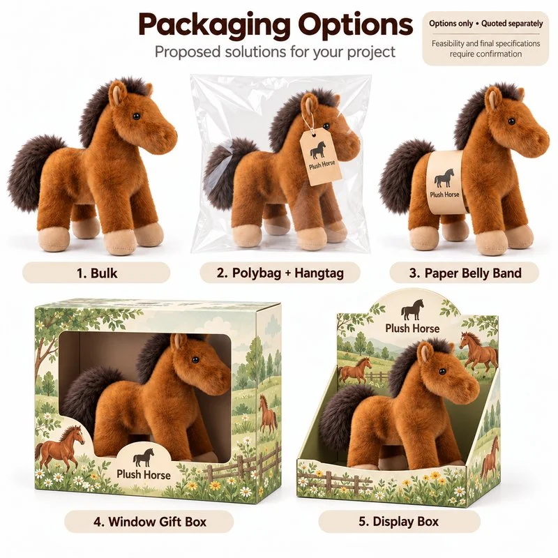 Standing Brown Horse Plush — packaging concept