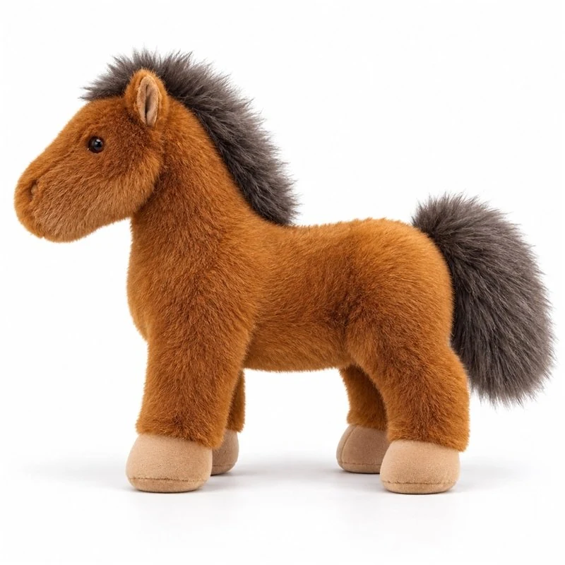 Standing Brown Horse Plush — side view concept